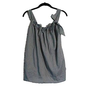 Loft Floral Embellished Bow Tank Blue Gray XS